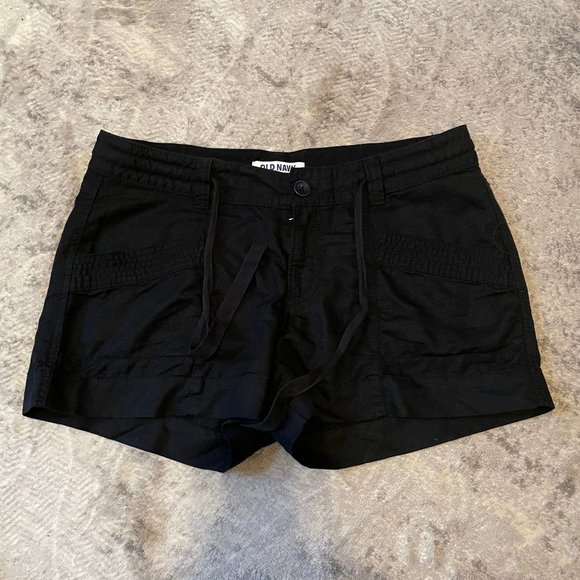 Black Mid-rise Linen-Blend Shorts Old Navy - Picture 4 of 10